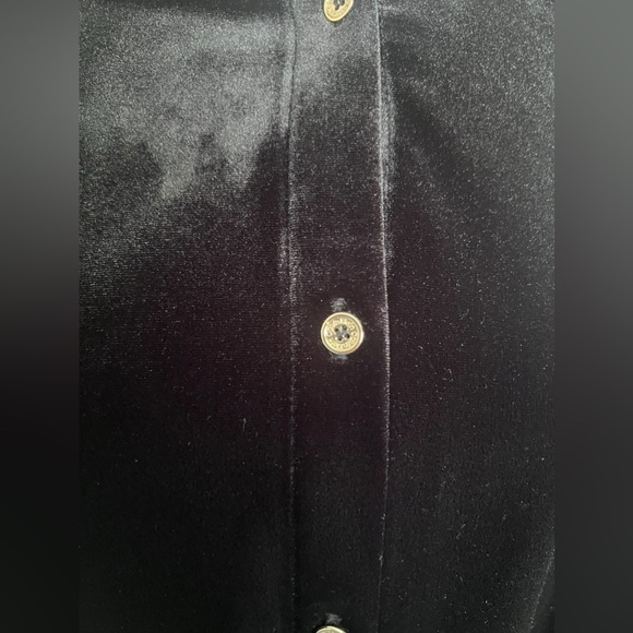 Calvin Klein Blouse Size Large Black Velvet Button Up Whimsigoth Witchy Holiday - Picture 3 of 12